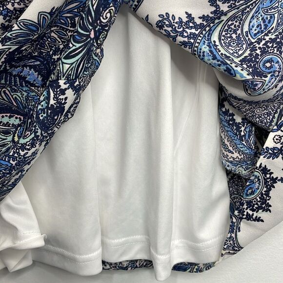DR2 Shift Dress Paisley Print front tussles split sleeves size Medium - Picture 15 of 16